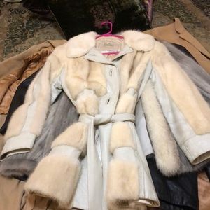 Vintage STUNNING Leather and Fur belted Jacket